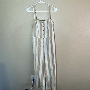 BLU PEPPER tan and white romper